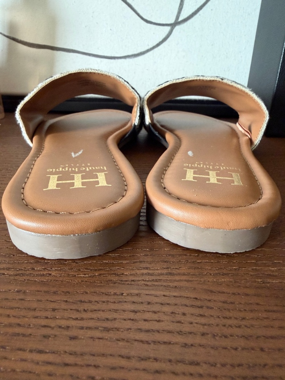 Haute Hippie Black & White Geometric Slide Sandals - Picture 4 of 5